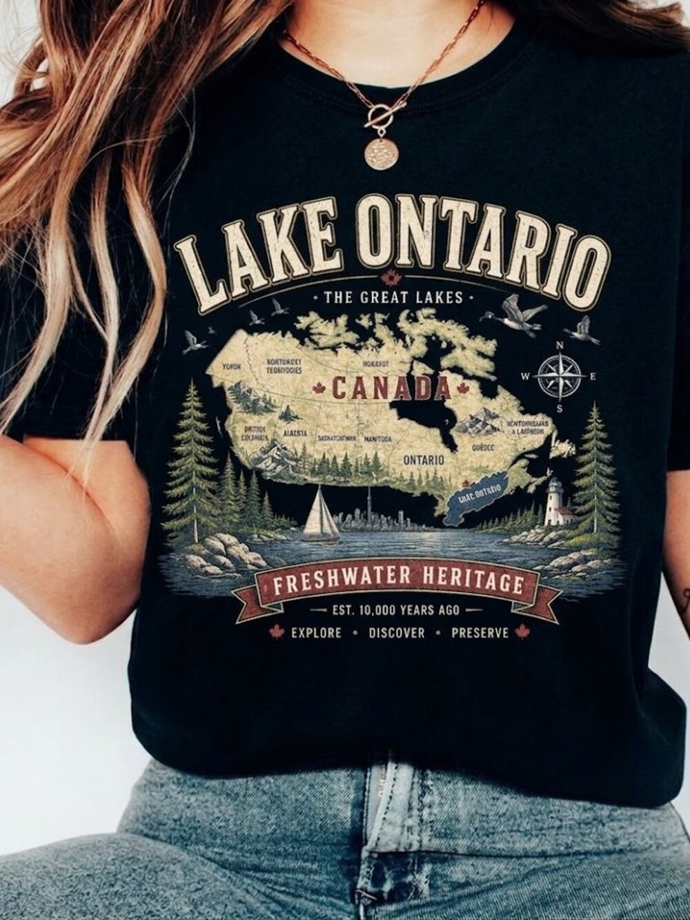 Still Lake Ontario Political Graphic Tee, Lake Shirt